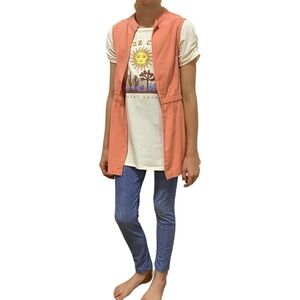 FOREVER ME Top Pants Vest Set 3-Pieces Joshua Tree Park Blue White Size 10